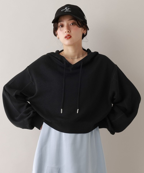 RAGEBLUE(レイジブルー)の「ハイゲージニットショートパーカー(パーカー・レディース・ブラック/ピンク/ホワイト・FREE)」の2枚目の写真