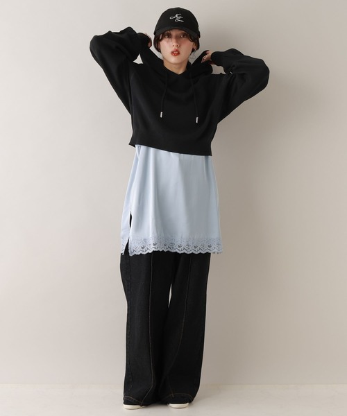 RAGEBLUE(レイジブルー)の「ハイゲージニットショートパーカー(パーカー・レディース・ブラック/ピンク/ホワイト・FREE)」の17枚目の写真