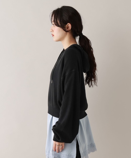 RAGEBLUE(レイジブルー)の「ハイゲージニットショートパーカー(パーカー・レディース・ブラック/ピンク/ホワイト・FREE)」の4枚目の写真