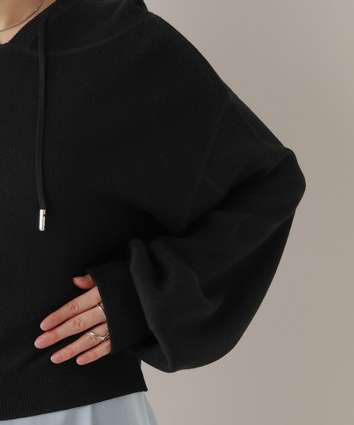 RAGEBLUE(レイジブルー)の「ハイゲージニットショートパーカー(パーカー・レディース・ブラック/ピンク/ホワイト・FREE)」の7枚目の写真