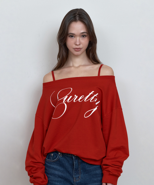 CURETTY（キュリティ）の「C LOGO GRAPHIC OFF-SHOULDER SWEATSHIRT_RED（スウェット・レディース・レッド・SMALL）」の6枚目の写真