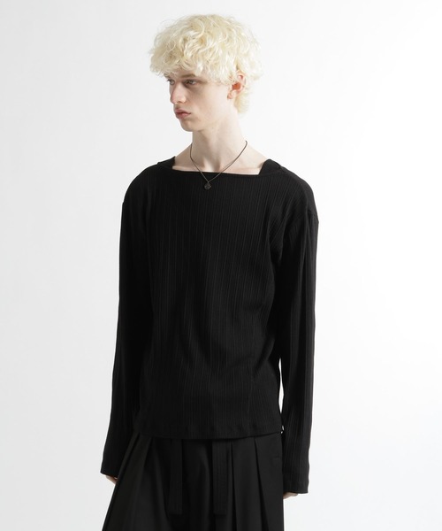 HARE（ハレ）の「ボートネックリブTEE(HARE)（Tシャツ/カットソー・メンズ・ブラック/グレー・FREE）」の10枚目の写真