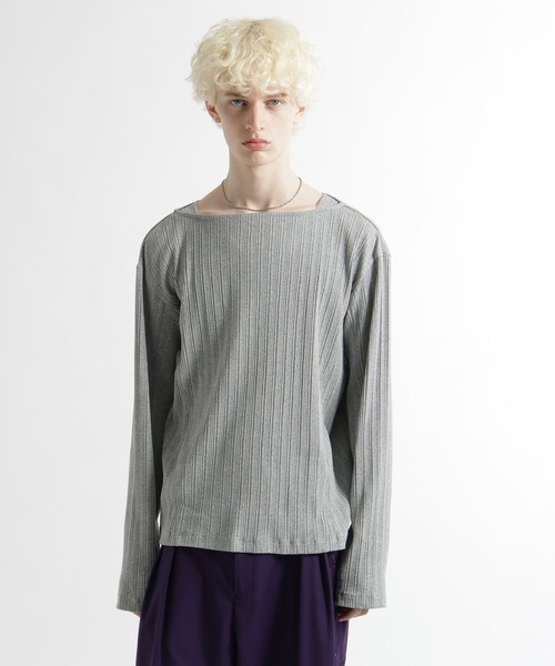 HARE（ハレ）の「ボートネックリブTEE(HARE)（Tシャツ/カットソー・メンズ・ブラック/グレー・FREE）」の11枚目の写真