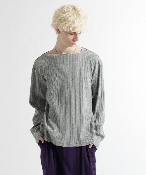 HARE（ハレ）の「ボートネックリブTEE(HARE)（Tシャツ/カットソー・メンズ・ブラック/グレー・FREE）」の12枚目の写真