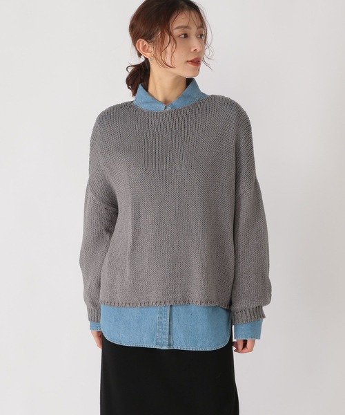 studio CLIP（スタディオクリップ）の「3ゲージリリヤーンニット（ニット/セーター・レディース・ベージュ/イエロー/ブルー/スモーク・FREE）」の6枚目の写真