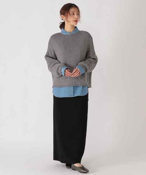 studio CLIP（スタディオクリップ）の「3ゲージリリヤーンニット（ニット/セーター・レディース・ベージュ/イエロー/ブルー/スモーク・FREE）」の7枚目の写真