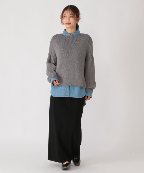 studio CLIP（スタディオクリップ）の「3ゲージリリヤーンニット（ニット/セーター・レディース・ベージュ/イエロー/ブルー/スモーク・FREE）」の8枚目の写真