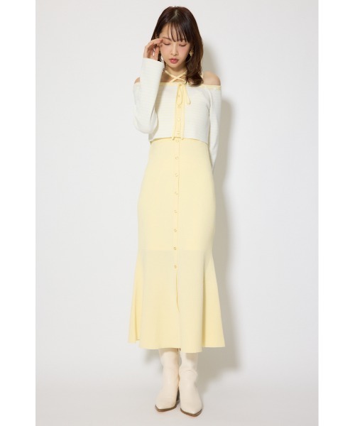 rienda(リエンダ)の「ボーダーカーデセットマーメイドニットワンピース 春服(ワンピース・レディース・イエロー・FREE)」の3枚目の写真