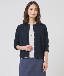 【アンサンブル着用可】Rayon Elite Stretch クルーネック カーディガン
