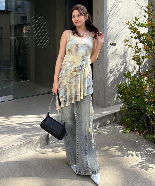 SPIRALGIRL（スパイラルガール）の「ティアードデザインイレヘムキャミワンピース（ワンピース・レディース・ブラウン/イエロー・FREE）」の10枚目の写真