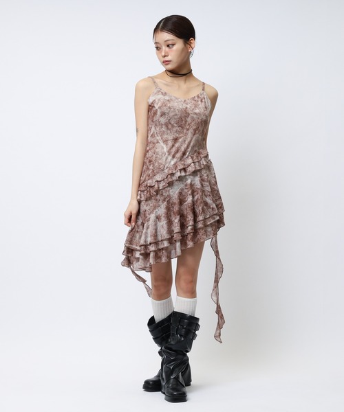 SPIRALGIRL（スパイラルガール）の「ティアードデザインイレヘムキャミワンピース（ワンピース・レディース・ブラウン/イエロー・FREE）」の13枚目の写真