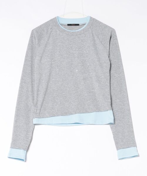 Ritzy(リッツィー)の「胸リボン柄 フェイクレイヤードデザイン ロングスリーブTシャツ(Tシャツ/カットソー・レディース・グレー・M)」の5枚目の写真