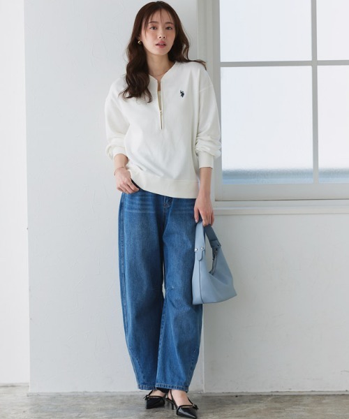 U.S. POLO ASSN.(ユーエスポロアッスン)の「U.S. POLO ASSN. ハーフジップスウェット(スウェット・レディース・オフホワイト/杢グレー/ネイビー・L/M)」の7枚目の写真