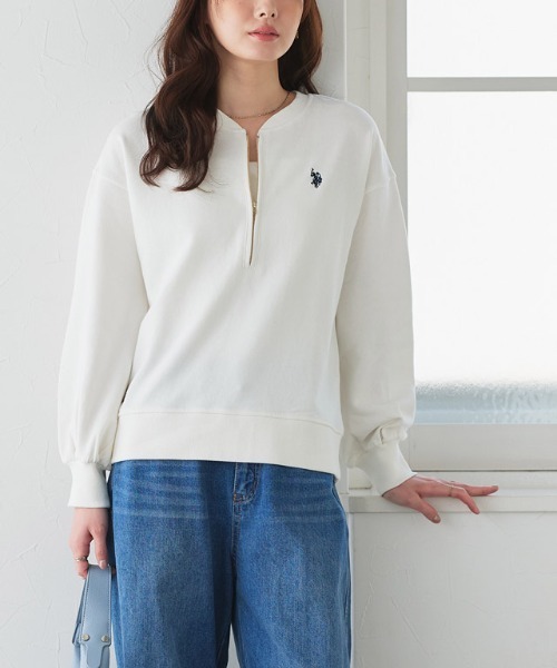 U.S. POLO ASSN.(ユーエスポロアッスン)の「U.S. POLO ASSN. ハーフジップスウェット(スウェット・レディース・オフホワイト/杢グレー/ネイビー・L/M)」の8枚目の写真