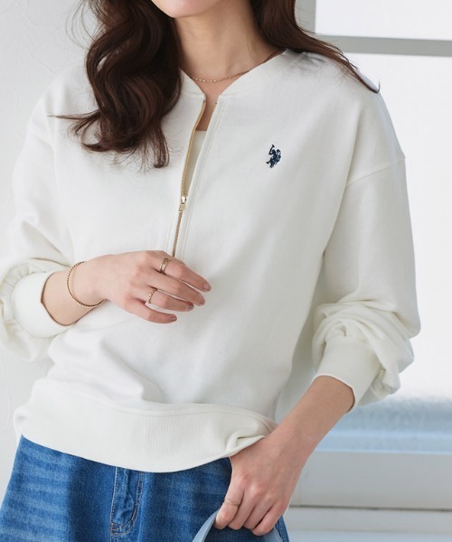 U.S. POLO ASSN.(ユーエスポロアッスン)の「U.S. POLO ASSN. ハーフジップスウェット(スウェット・レディース・オフホワイト/杢グレー/ネイビー・L/M)」の5枚目の写真