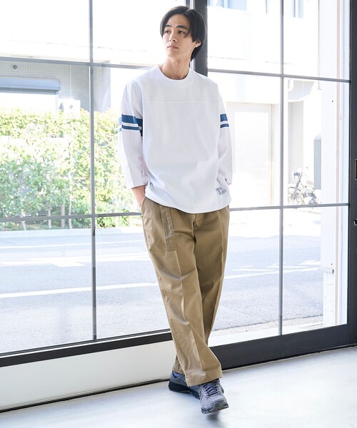 coen(コーエン)の「Repurヘビーコットン七分袖フットボールTシャツ【抗菌性、消臭性】(Tシャツ/カットソー・メンズ・ナチュラル/ダークグレー/ネイビー/ホワイト・S/M/L/XL)」の5枚目の写真