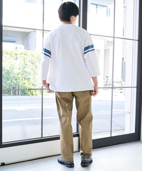 coen(コーエン)の「Repurヘビーコットン七分袖フットボールTシャツ【抗菌性、消臭性】(Tシャツ/カットソー・メンズ・ナチュラル/ダークグレー/ネイビー/ホワイト・S/M/L/XL)」の7枚目の写真