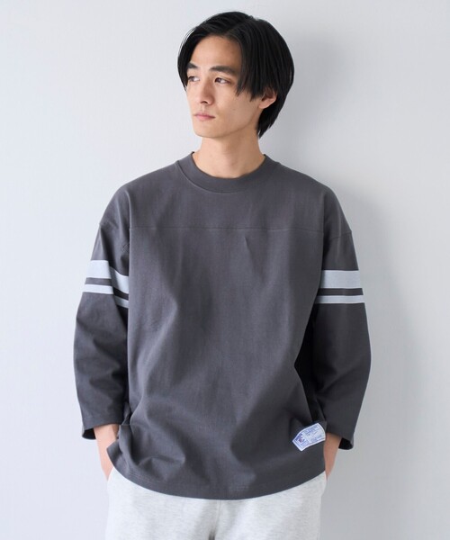 coen(コーエン)の「Repurヘビーコットン七分袖フットボールTシャツ【抗菌性、消臭性】(Tシャツ/カットソー・メンズ・ナチュラル/ダークグレー/ネイビー/ホワイト・S/M/L/XL)」の20枚目の写真