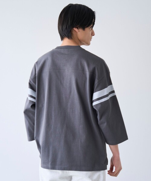 coen(コーエン)の「Repurヘビーコットン七分袖フットボールTシャツ【抗菌性、消臭性】(Tシャツ/カットソー・メンズ・ナチュラル/ダークグレー/ネイビー/ホワイト・S/M/L/XL)」の22枚目の写真