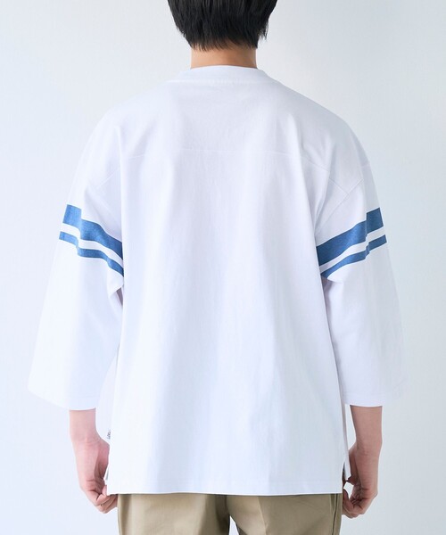 coen(コーエン)の「Repurヘビーコットン七分袖フットボールTシャツ【抗菌性、消臭性】(Tシャツ/カットソー・メンズ・ナチュラル/ダークグレー/ネイビー/ホワイト・S/M/L/XL)」の18枚目の写真