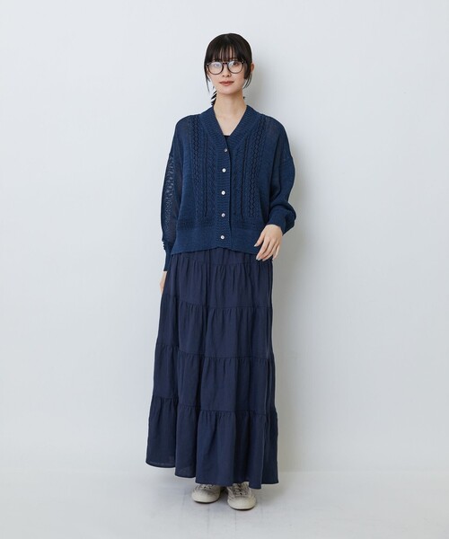 LOISIR(ロワズィール)の「【MTサイズ有り】イージーティアードスカート(スカート・レディース・ネイビー/チェック・M/MT)」の9枚目の写真
