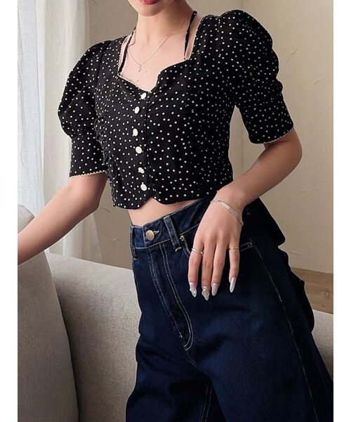 RESEXXY（リゼクシー）の「ピコレーストリミングブラウス【セットアップ着用可能】（シャツ/ブラウス・レディース・レッド/ブラック/アイボリー・FREE）」の2枚目の写真