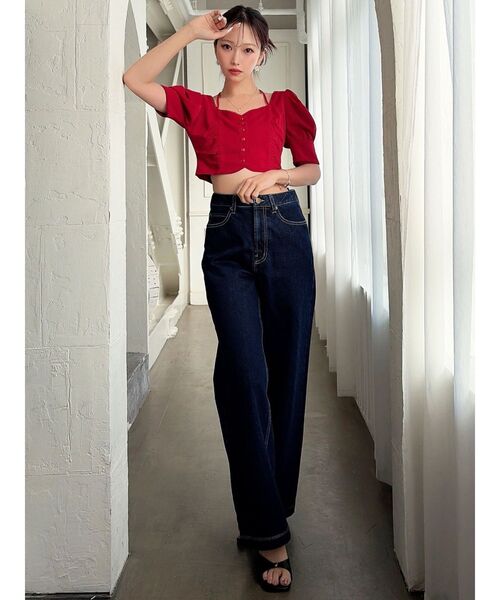 RESEXXY（リゼクシー）の「ピコレーストリミングブラウス【セットアップ着用可能】（シャツ/ブラウス・レディース・レッド/ブラック/アイボリー・FREE）」の8枚目の写真