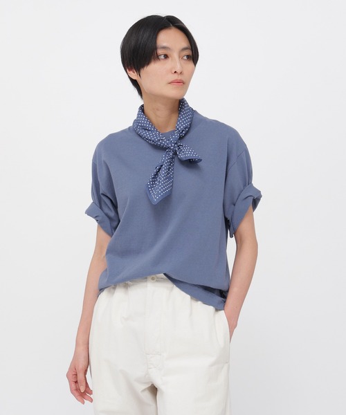 MHL.(エムエイチエル)の「UPCYCLED COTTON JERSEY(Tシャツ/カットソー・レディース・グレー/ブルー・2)」の1枚目の写真