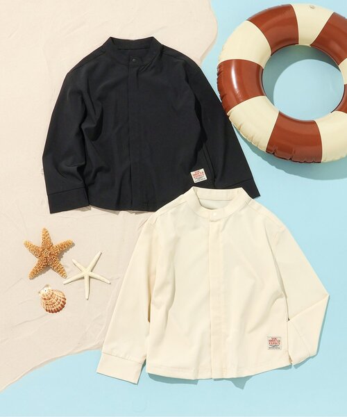 BREEZE（ブリーズ）の「【UVカット】シャツラッシュガード（ラッシュガード・キッズ・チャコール/アイボリー・80/90/100/110/120/130/140）」の6枚目の写真