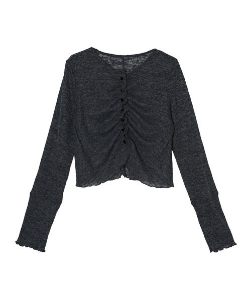OFROOM(オフルーム)の「Sheer Gathered Cardigan|シアーギャザーカーディガン(カーディガン/ボレロ・レディース・チャコール/アイボリー/ブラック/イエロー・FREE)」の5枚目の写真