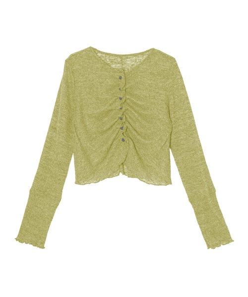 OFROOM(オフルーム)の「Sheer Gathered Cardigan|シアーギャザーカーディガン(カーディガン/ボレロ・レディース・チャコール/アイボリー/ブラック/イエロー・FREE)」の7枚目の写真