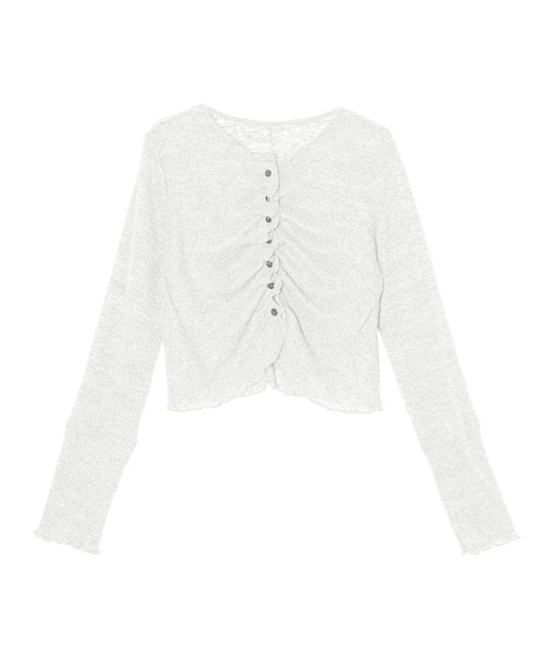 OFROOM(オフルーム)の「Sheer Gathered Cardigan|シアーギャザーカーディガン(カーディガン/ボレロ・レディース・チャコール/アイボリー/ブラック/イエロー・FREE)」の8枚目の写真