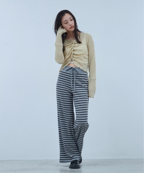 OFROOM(オフルーム)の「Sheer Gathered Cardigan|シアーギャザーカーディガン(カーディガン/ボレロ・レディース・チャコール/アイボリー/ブラック/イエロー・FREE)」の11枚目の写真