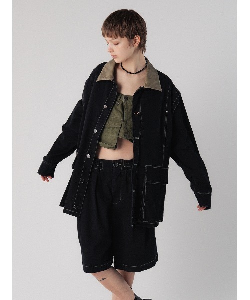 ELCHELE(エルチェレ)の「EL PRODUCT #2 JACKET(ミリタリージャケット・レディース・キナリ/ブラック・FREE)」の4枚目の写真