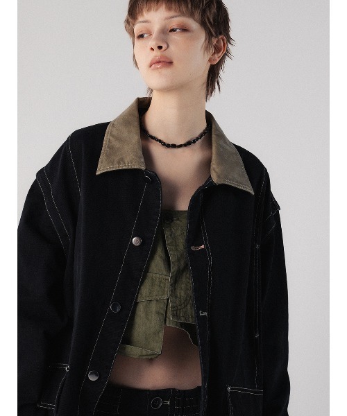 ELCHELE(エルチェレ)の「EL PRODUCT #2 JACKET(ミリタリージャケット・レディース・キナリ/ブラック・FREE)」の5枚目の写真