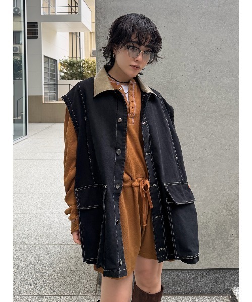 ELCHELE(エルチェレ)の「EL PRODUCT #2 JACKET(ミリタリージャケット・レディース・キナリ/ブラック・FREE)」の14枚目の写真
