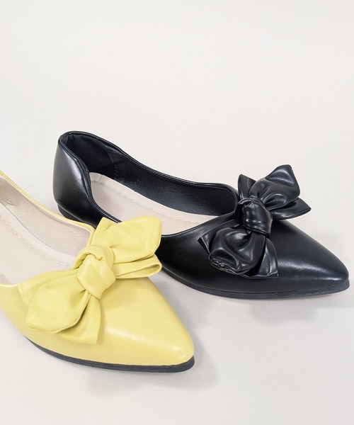 styiro(スタイロ)の「リボンポインテッドトゥ フラット パンプス(パンプス・レディース・イエロー/ブラック・38/37)」の6枚目の写真