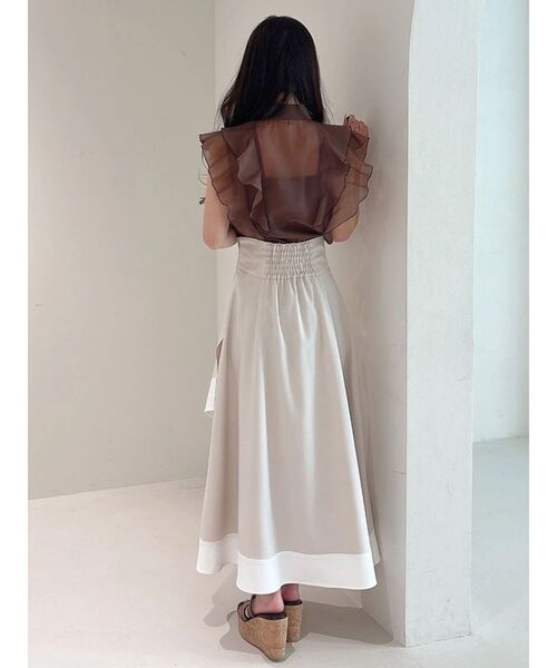 MERCURYDUO（マーキュリーデュオ）の「バイカラーフレアスカート（スカート・レディース・グレー/ベージュ・MEDIUM/SMALL）」の5枚目の写真