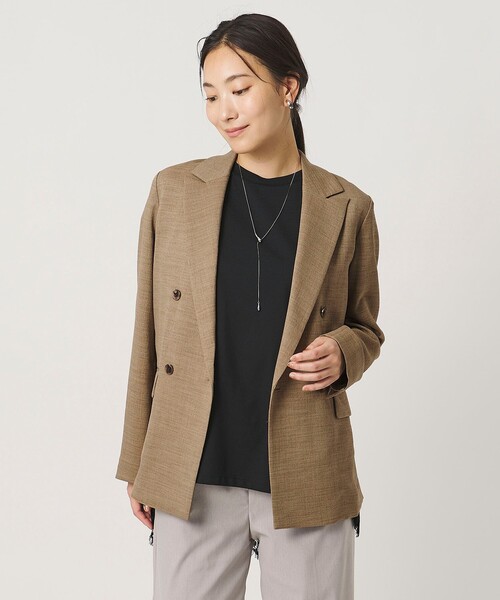 A DAY IN THE LIFE UNITED ARROWS(アデイインザライフユナイテッドアローズ)の「スラブツイル 4ボタン ダブルジャケット ‐セットアップ対応・マシンウォッシャブル‐ <A DAY IN THE LIFE>(テーラードジャケット・レディース・ダークグレー/ベージュ/ネイビー/モカ・36/38/40)」の9枚目の写真