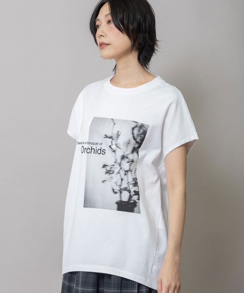 Munich(ミューニック)の「フラワーフォトプリントTシャツ(Tシャツ/カットソー・レディース・ミント/ダークベージュ/ホワイト・FREE)」の1枚目の写真