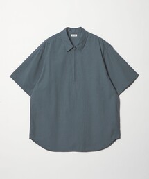 <Steven Alan> オーガニックコットン チェック ジップ プルオーバー ショートスリーブ シャツ