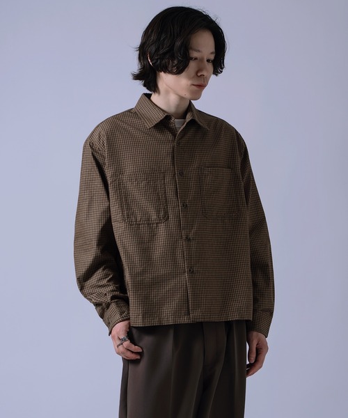 improves（インプローブス）の「短丈 チェックシャツ（シャツ/ブラウス・メンズ・ブラック/ネイビー/ブラウン・MEDIUM/LARGE）」の2枚目の写真