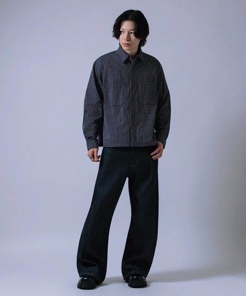 improves（インプローブス）の「短丈 チェックシャツ（シャツ/ブラウス・メンズ・ブラック/ネイビー/ブラウン・MEDIUM/LARGE）」の8枚目の写真