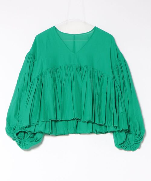 Jines（ジネス）の「コットンボイルボリュームブラウス（シャツ/ブラウス・レディース・ブラック/ホワイト/ブラウン/グリーン・38）」の13枚目の写真
