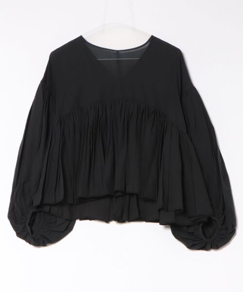 Jines（ジネス）の「コットンボイルボリュームブラウス（シャツ/ブラウス・レディース・ブラック/ホワイト/ブラウン/グリーン・38）」の12枚目の写真