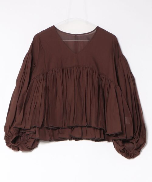 Jines（ジネス）の「コットンボイルボリュームブラウス（シャツ/ブラウス・レディース・ブラック/ホワイト/ブラウン/グリーン・38）」の14枚目の写真