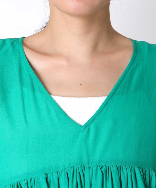 Jines（ジネス）の「コットンボイルボリュームブラウス（シャツ/ブラウス・レディース・ブラック/ホワイト/ブラウン/グリーン・38）」の21枚目の写真