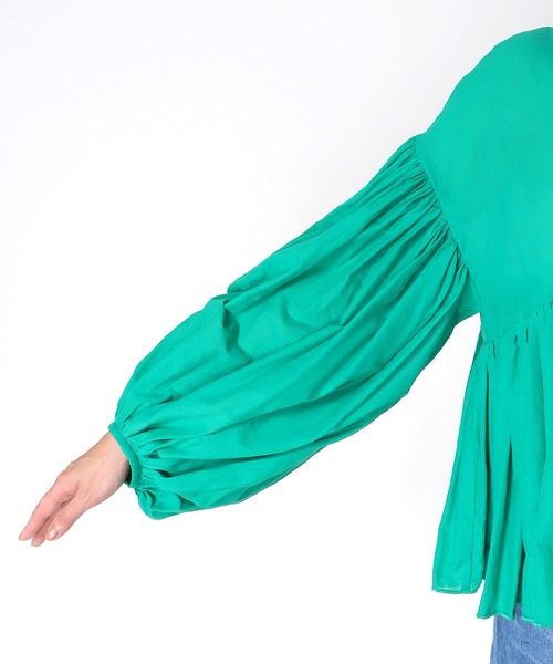 Jines（ジネス）の「コットンボイルボリュームブラウス（シャツ/ブラウス・レディース・ブラック/ホワイト/ブラウン/グリーン・38）」の22枚目の写真