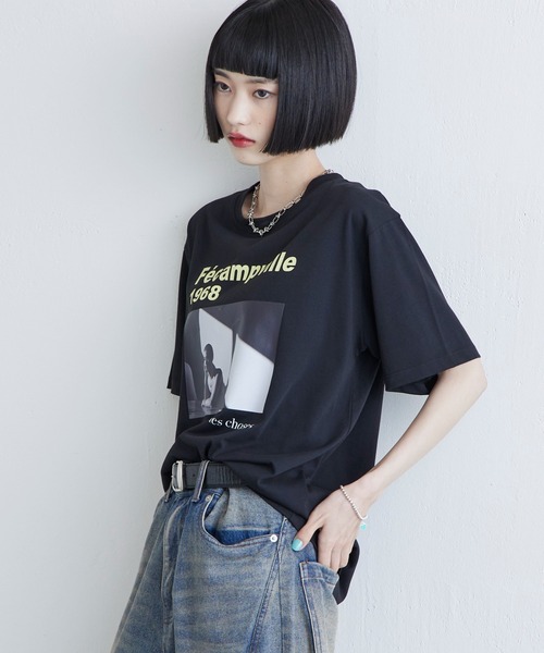 Lui's（ルイス）の「UVカット / 接触冷感フォトT（Tシャツ/カットソー・レディース・オフホワイト/ブラック/イエロー・FREE）」の20枚目の写真