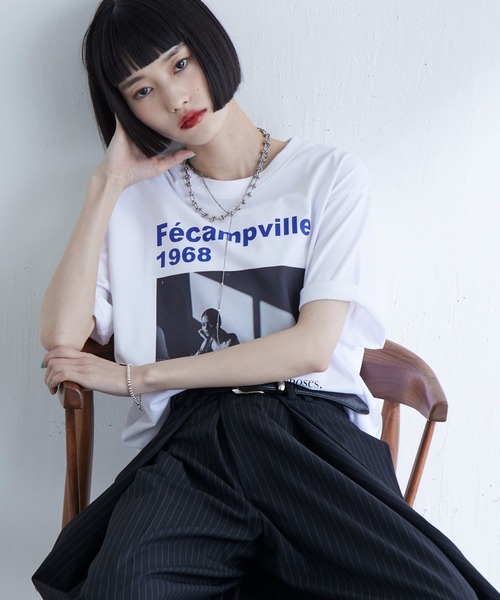 Lui's（ルイス）の「UVカット / 接触冷感フォトT（Tシャツ/カットソー・レディース・オフホワイト/ブラック/イエロー・FREE）」の8枚目の写真